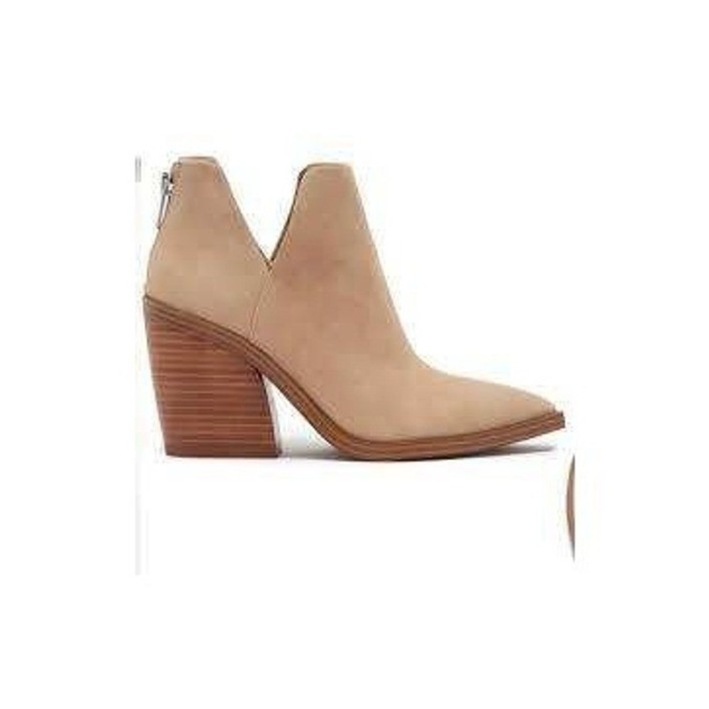 Vince Camuto Gigietta Tan Suede Pointed Toe V-Cut Block Heel Booties Mens 10M 42